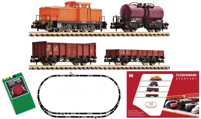 Analogue starter set Freight train of the DR<br /><a href='images/pictures/Fleischmann/180054.jpg' target='_blank'>Full size image</a>